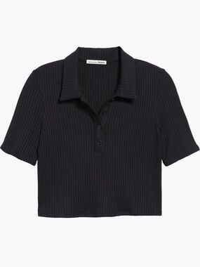 Ribbed Polo Crop Top - Black reformation size xl